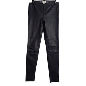 HELMUT LANG Black Leggings Leather Lambskin Skinny Pants Size 6